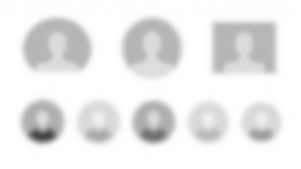 Moderní interface zobrazující různé velikosti a tvary avatarů, od malých ikon po velké profilové obrázky v kruhových a zaoblených čtvercových rámečcích