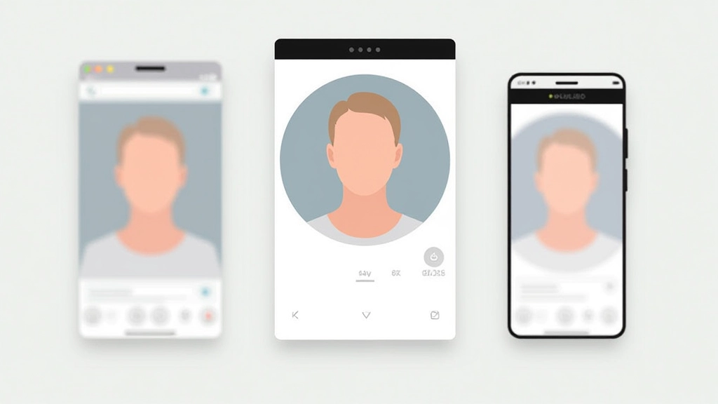 Srovnání velikostí avatarů na třech různých zařízeních — desktopová obrazovka, tablet a mobil se správně škálovanými komponenty