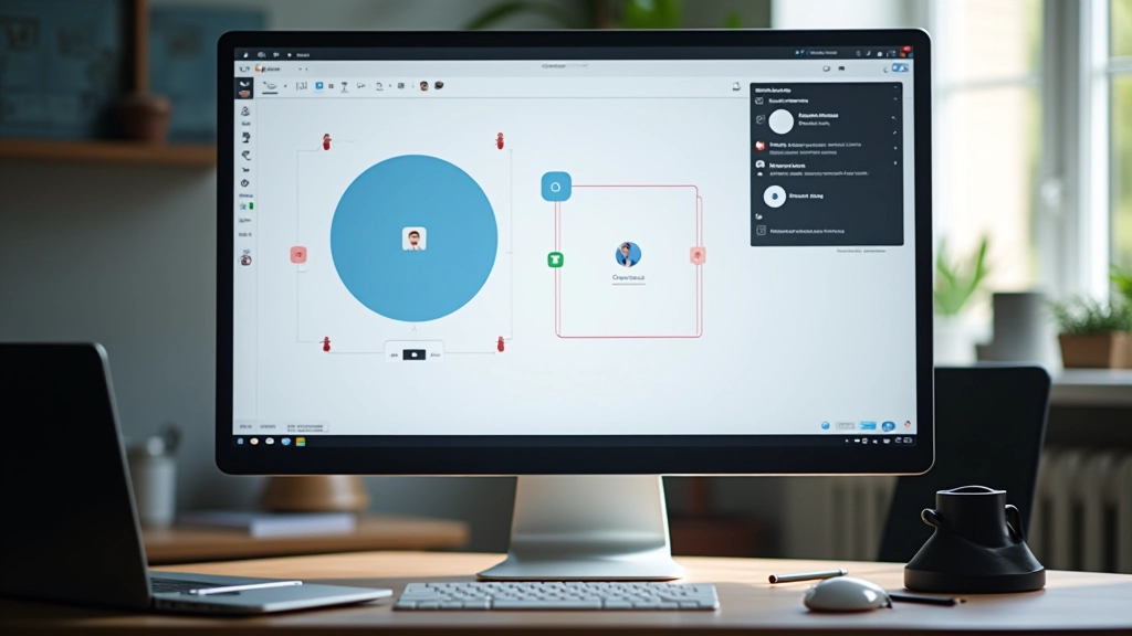 Pracovní prostor se zacílenými komponentami avatarů na displeji